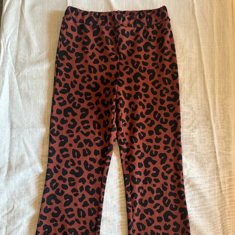 Marine Layer Kick Flare Cheetah Knit Pants NWT